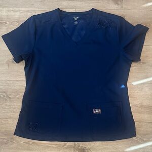 Koi Deep Blue Short Sleeve Women's Top